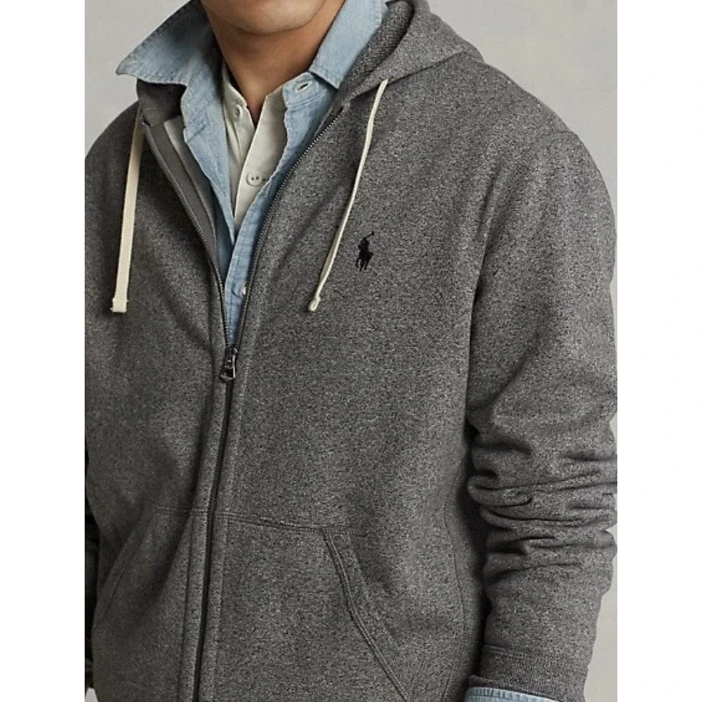 Polo Ralph Lauren‎ Jacket Men's Medium Grey Heather Full-Zip Hoodie Pockets